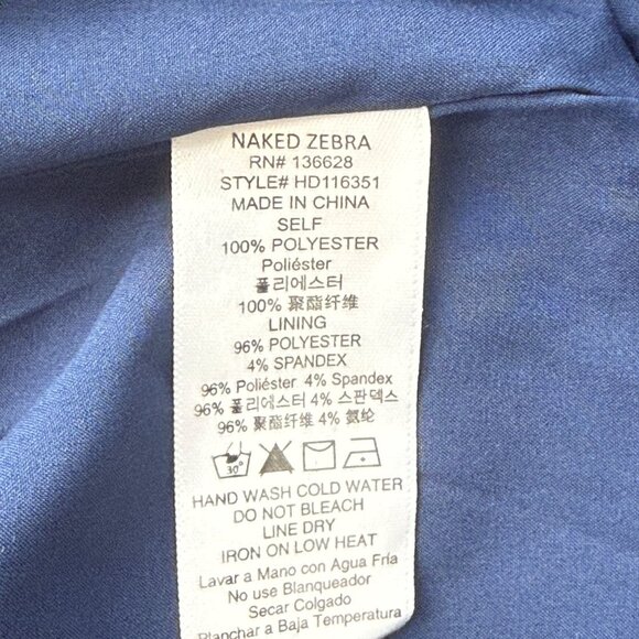 Naked Zebra Navy Sleeveless V-Neck Tiered Ruffled Dress Medium Polyester Blend - Picture 4 of 4